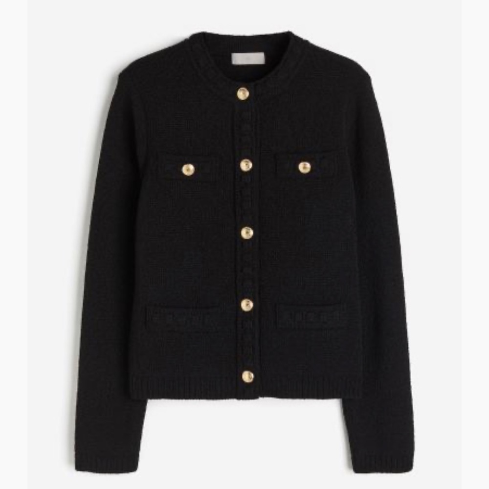 H&M black boucle lady jacket
